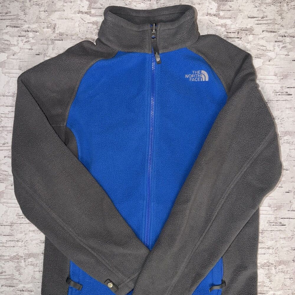 The North Face Full Zip Up Fleece Jacket Boy's Large (14-16) Blue & Gray